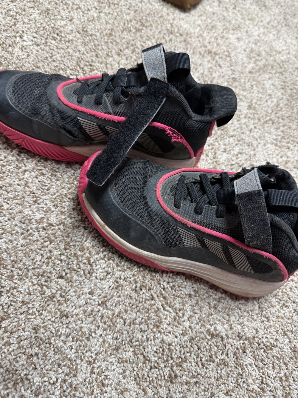 Kids Black and Pink Athletic Sneakers